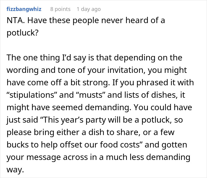 Money’s Tight, So This Guy Skips Throwing $600 On Cooking For 27 People And Potlucks It, Some Guests Get Offended Money’s Tight, So This Guy Skips Throwing $600 On Cooking For 27 People And Potlucks It, Some Guests Get Offended