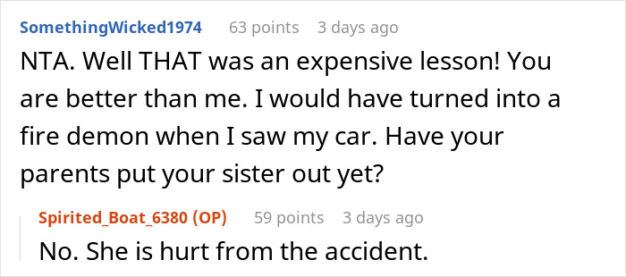 “Am I A Jerk For Making My Parents Choose Between My Sister Going To Jail Or Replacing My Car With Their Vacation Money” “Am I A Jerk For Making My Parents Choose Between My Sister Going To Jail Or Replacing My Car With Their Vacation Money”