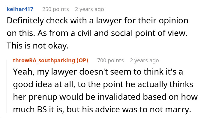 Man Turns To The Internet For Advice After Hypocritical Fiancée Turned Down His Prenup But Demanded He Sign Hers Man Turns To The Internet For Advice After Hypocritical Fiancée Turned Down His Prenup But Demanded He Sign Hers