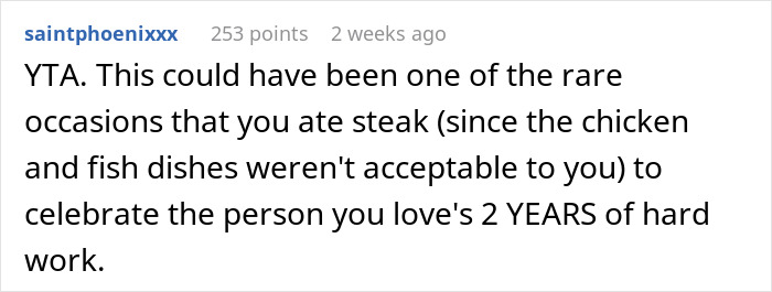 Wife Doesn't Attend Her Husband's Promotion Dinner All Because Of Her Picky Eating, The Internet Gives Her A Wake-Up Call Wife Doesn't Attend Her Husband's Promotion Dinner All Because Of Her Picky Eating, The Internet Gives Her A Wake-Up Call
