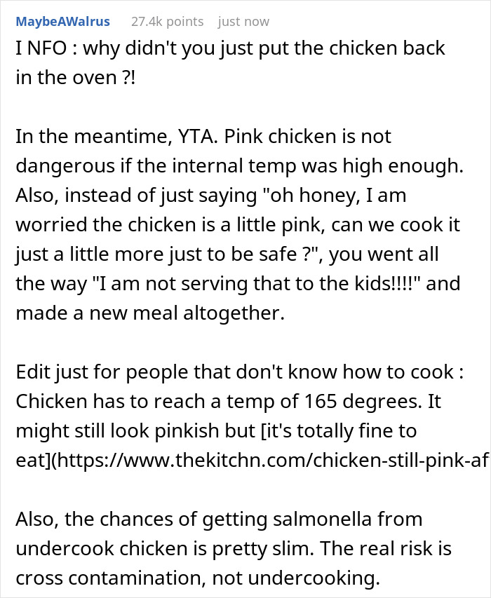 Dad Gets Bashed Online For Refusing To Serve Wife’s Undercooked Chicken To Kids Dad Gets Bashed Online For Refusing To Serve Wife’s Undercooked Chicken To Kids