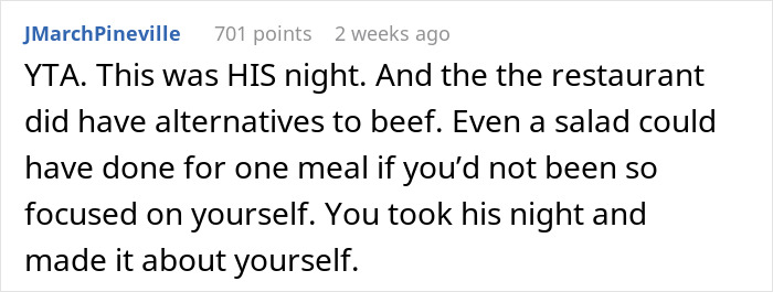 Wife Doesn't Attend Her Husband's Promotion Dinner All Because Of Her Picky Eating, The Internet Gives Her A Wake-Up Call Wife Doesn't Attend Her Husband's Promotion Dinner All Because Of Her Picky Eating, The Internet Gives Her A Wake-Up Call
