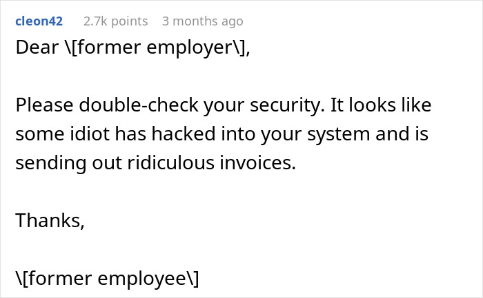 Person Got An Invoice From The Company They Quit For An “Emergency Staffing Fee”, Demanding They Pay For Leaving Without 2 Weeks’ Notice Person Got An Invoice From The Company They Quit For An “Emergency Staffing Fee”, Demanding They Pay For Leaving Without 2 Weeks’ Notice