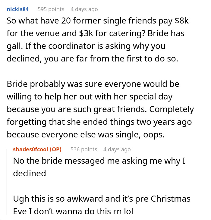 “Bride Invites Me To Wedding And Expects Me To Pay For Venue”: Woman Shares How She Got A Wedding Invitation That Came With A $550 Fee “Bride Invites Me To Wedding And Expects Me To Pay For Venue”: Woman Shares How She Got A Wedding Invitation That Came With A $550 Fee