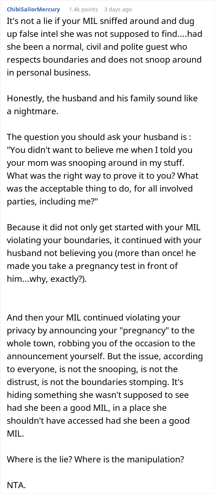 Woman Tells The Whole Family Her DIL Is Pregnant After Finding Her Positive Pregnancy Test, Is 'Heartbroken' After Discovering It Was A Trap To Expose Her Snooping