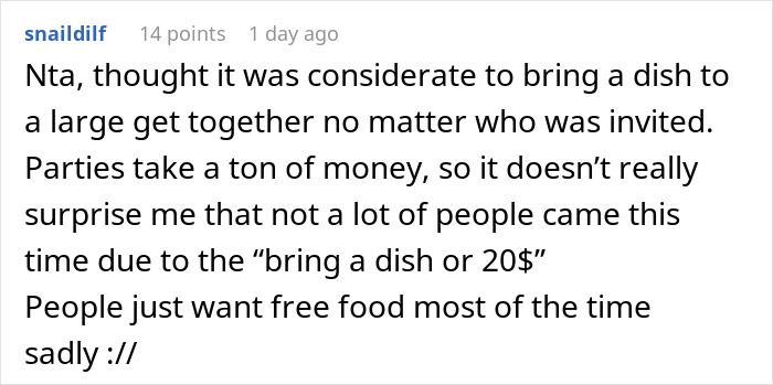 Money’s Tight, So This Guy Skips Throwing $600 On Cooking For 27 People And Potlucks It, Some Guests Get Offended Money’s Tight, So This Guy Skips Throwing $600 On Cooking For 27 People And Potlucks It, Some Guests Get Offended