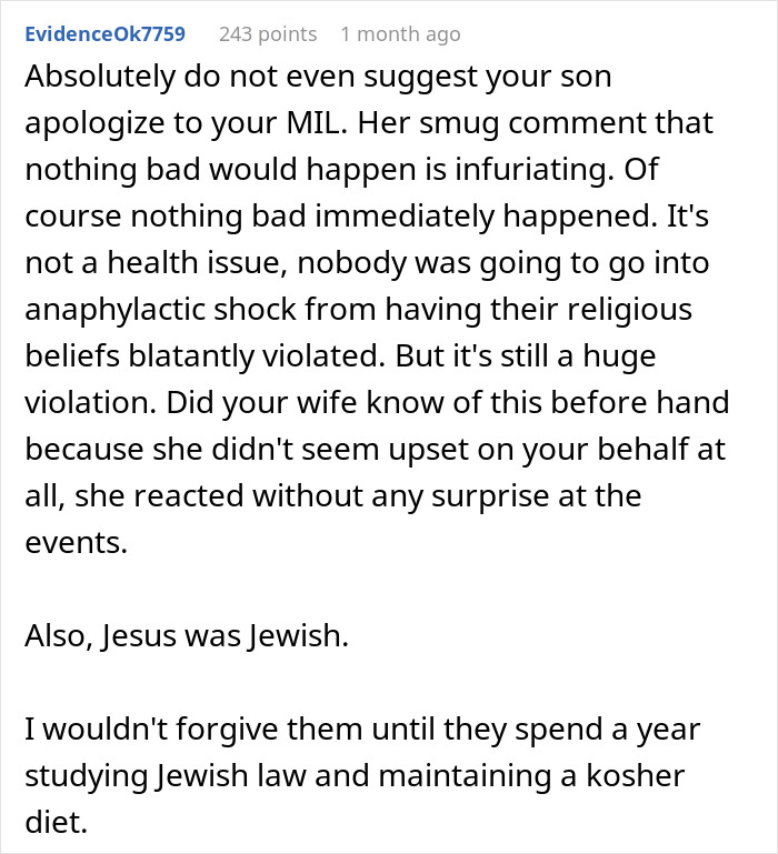 Christian Woman Sneaks Pork Into Jewish SIL's And His Kids' Food To Prove A Point, They Decide To Completely Cut Contact