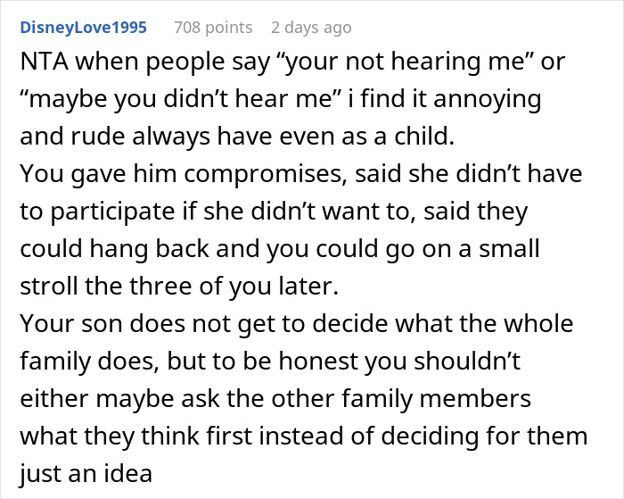 Mom Refuses To Cancel Family Christmas Hike For Son’s “Out Of Shape” Girlfriend Mom Refuses To Cancel Family Christmas Hike For Son’s “Out Of Shape” Girlfriend