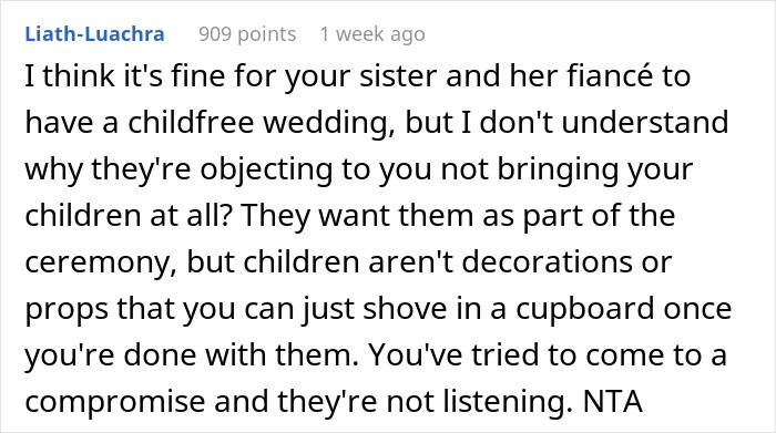 “Am I A Jerk For Not Going To My Sister’s ‘Childfree Wedding'?” “Am I A Jerk For Not Going To My Sister’s ‘Childfree Wedding'?”