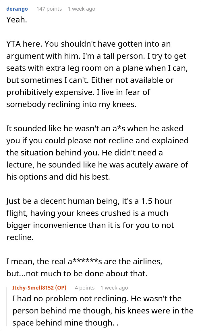 Man Confronts "Giant" 6'8" Man After He Stopped Him From Reclining His Seat On A Plane