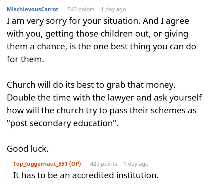 Woman Refuses To Simply Give Money To Her Parents Who Are Raising Her Nieces As They Are Ultra-Religious, But Leaves Them Inheritance With A Condition