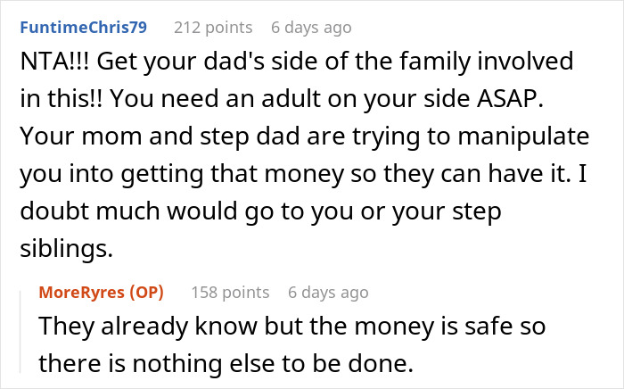 Parents Furious Their 16 Y.O. Straight Up Refuses To Divide Up His Late Aunt’s Inheritance With 4 Other Siblings