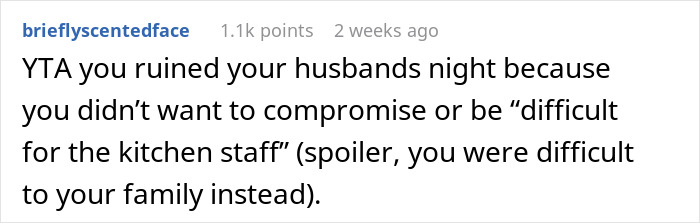 Wife Doesn't Attend Her Husband's Promotion Dinner All Because Of Her Picky Eating, The Internet Gives Her A Wake-Up Call Wife Doesn't Attend Her Husband's Promotion Dinner All Because Of Her Picky Eating, The Internet Gives Her A Wake-Up Call