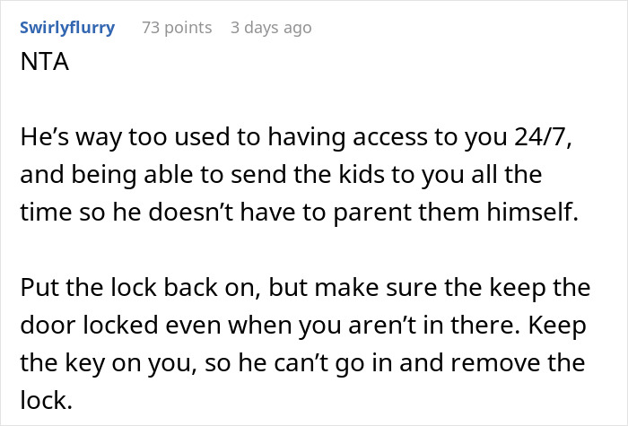Woman Puts A Lock On Her Home Office Because Of Her Husband’s Constant Interrupting, Later Learns He Removed It