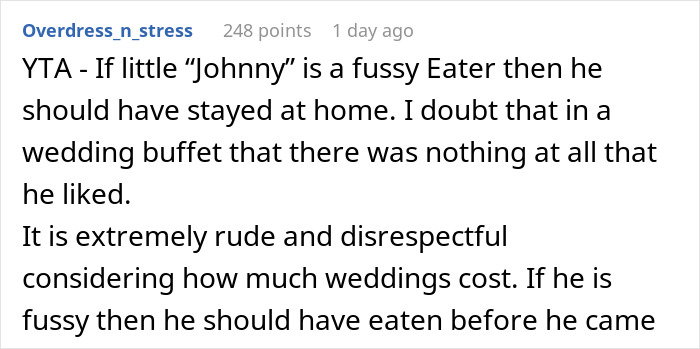 Parent Took Online Wondering Whether They’re Indeed A Jerk For Letting Their 22-Year-Old Bring Fast Food To A Wedding