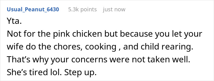 Dad Gets Bashed Online For Refusing To Serve Wife’s Undercooked Chicken To Kids Dad Gets Bashed Online For Refusing To Serve Wife’s Undercooked Chicken To Kids