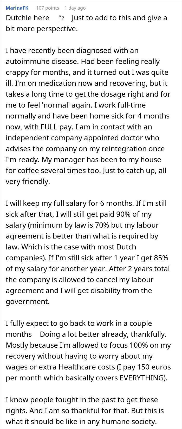 American Woman Discovers That The Netherlands Doesn’t Have The Concept Of “Sick Days” And Creates A Discussion Online American Woman Discovers That The Netherlands Doesn’t Have The Concept Of “Sick Days” And Creates A Discussion Online