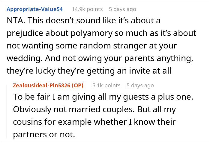 Bride Bans Polyamorous Parents' Throuple Partner From Her Wedding And Asks Folks Online If She's The Bad Guy