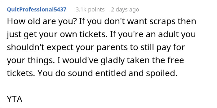 "They Just Threw Me The Scraps": Woman Is Told To 'Grow Up' After Getting Mad At Her Dad Who Bought Better Tickets To A Show For His Wife