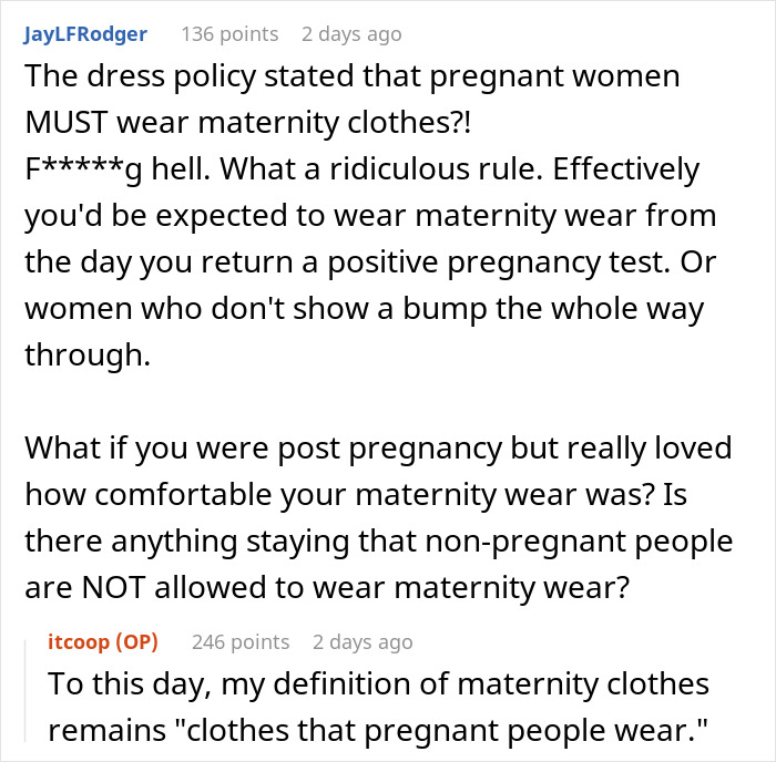 HR Wants Pregnant Woman To Wear Clothes From Maternity Store Only, Regrets It After This Manager Shows How Dumb It Really Is HR Wants Pregnant Woman To Wear Clothes From Maternity Store Only, Regrets It After This Manager Shows How Dumb It Really Is