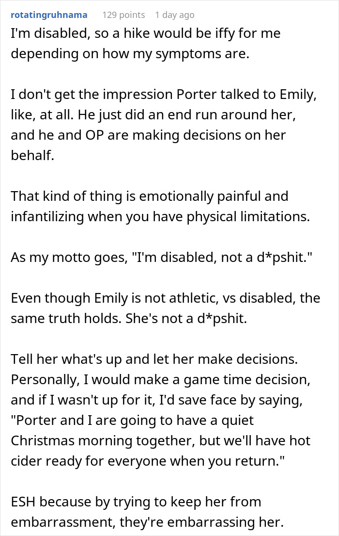 Mom Refuses To Cancel Family Christmas Hike For Son’s “Out Of Shape” Girlfriend Mom Refuses To Cancel Family Christmas Hike For Son’s “Out Of Shape” Girlfriend