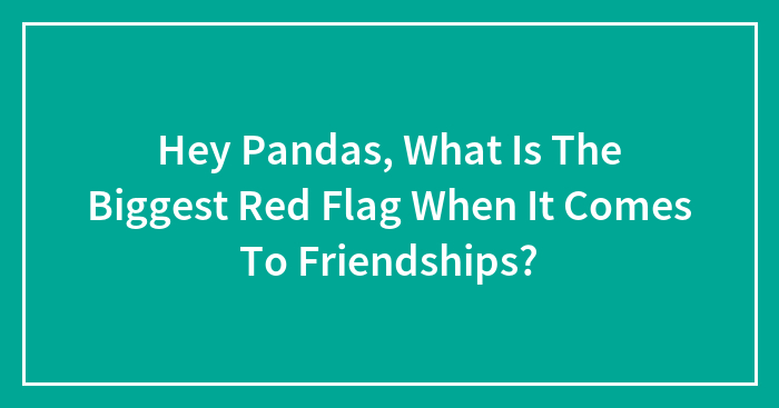 Hey Pandas, What Is The Biggest Red Flag When It Comes To Friendships? (Closed)