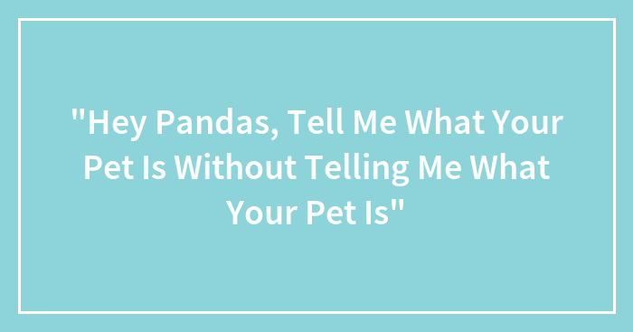 “Hey Pandas, Tell Me What Your Pet Is Without Telling Me What Your Pet Is”