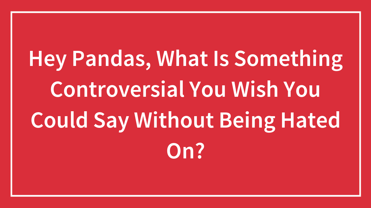 Hey Pandas, What Is Something Controversial You Wish You Could Say Without Being Hated On? (Closed)