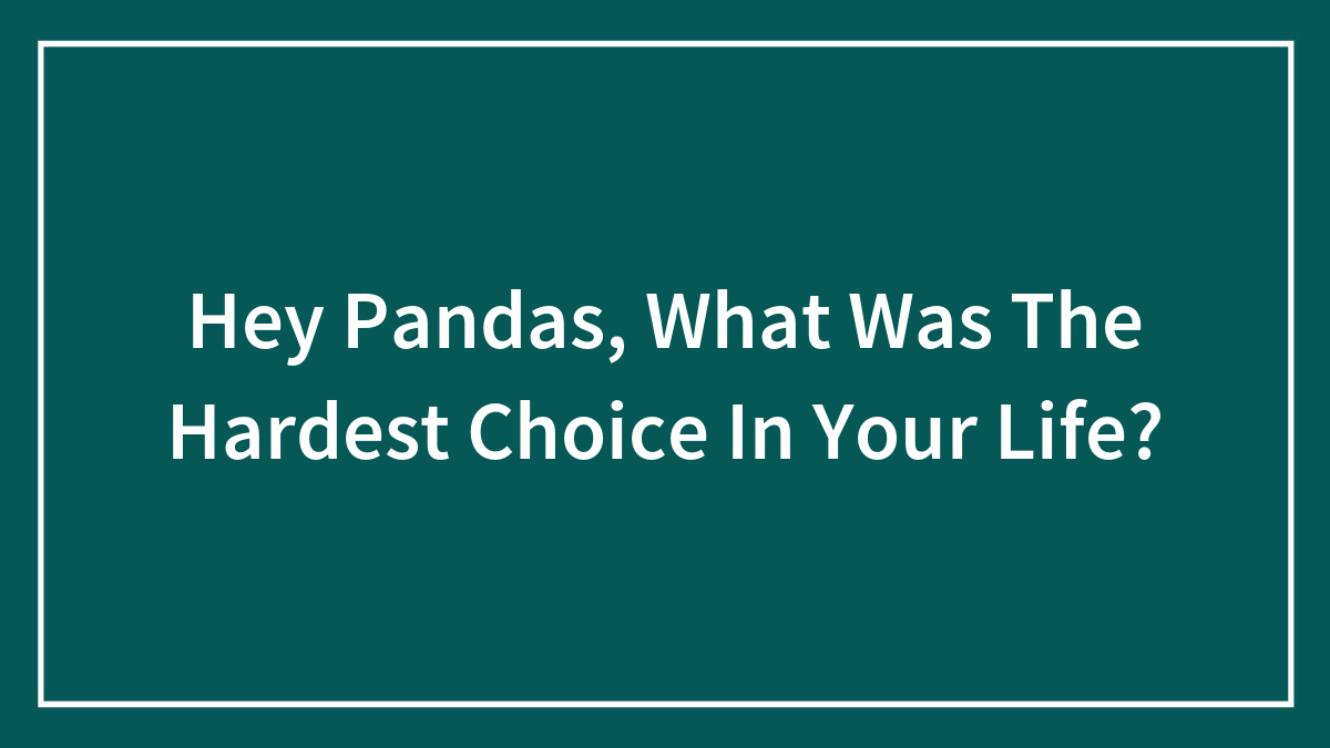 Hey Pandas, What Was The Hardest Choice In Your Life? (Closed)