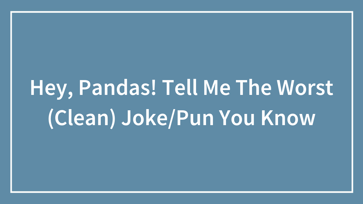 Hey, Pandas! Tell Me The Worst (Clean) Joke/Pun You Know