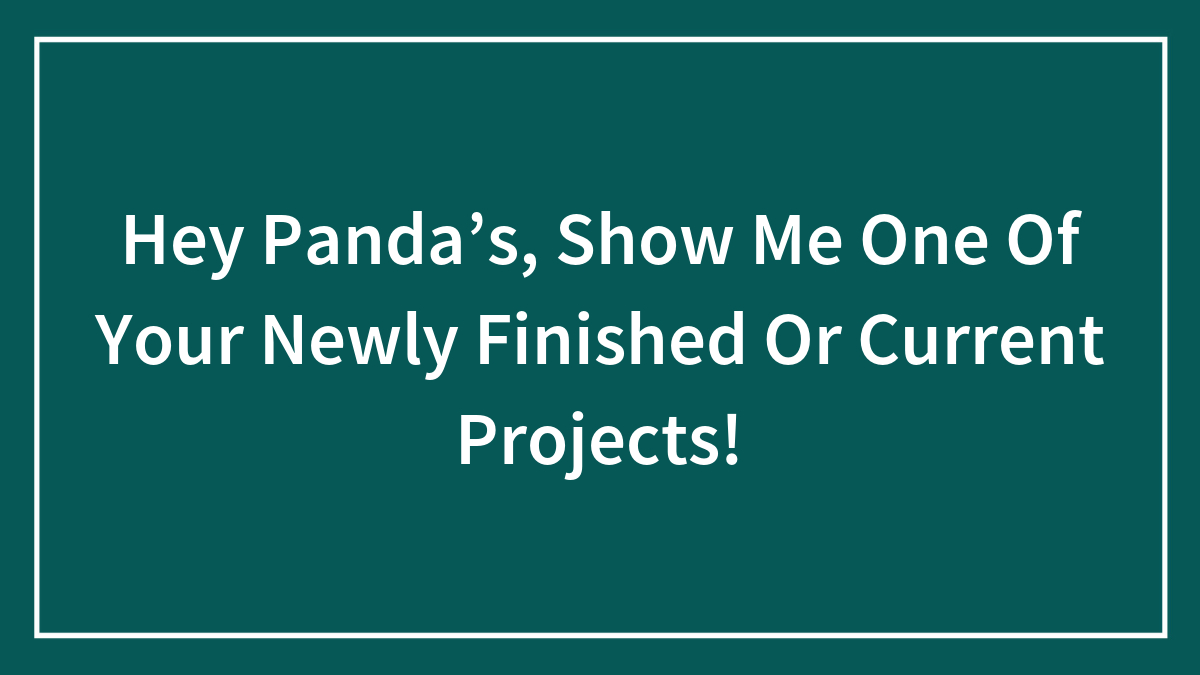 Hey Panda’s, Show Me One Of Your Newly Finished Or Current Projects!
