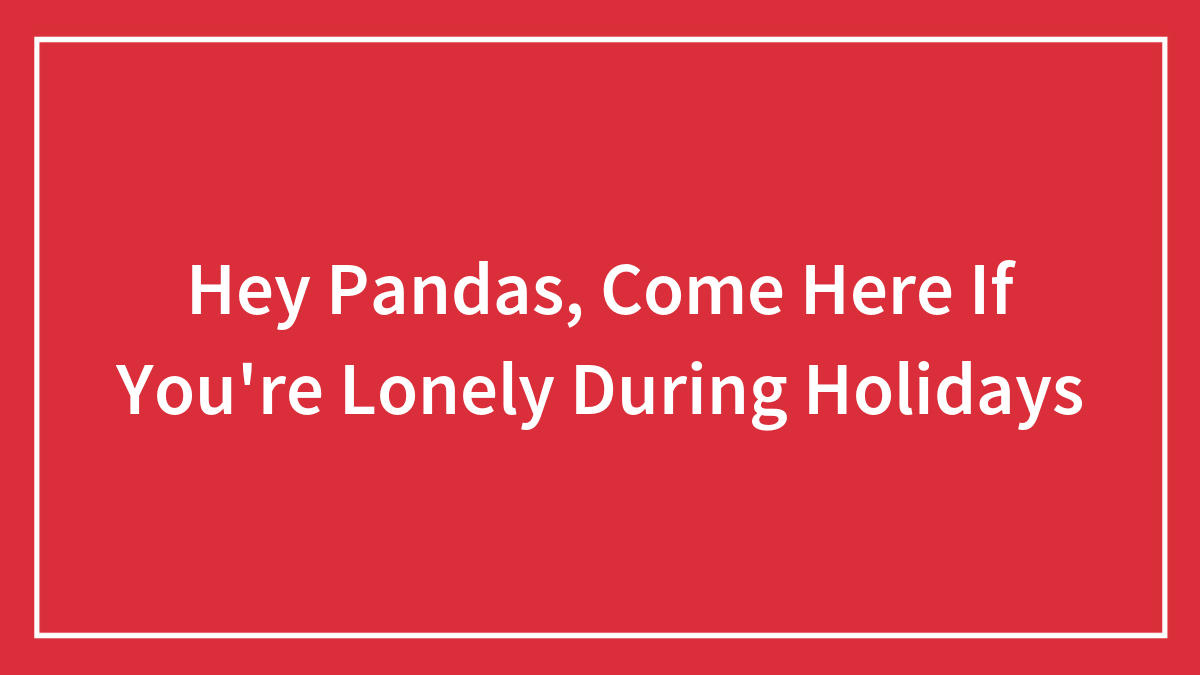 Hey Pandas, Come Here If You’re Lonely During Holidays (Closed)