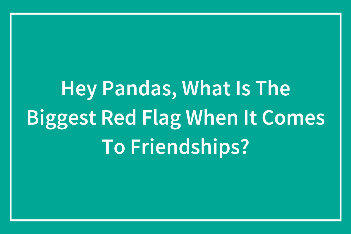 Hey Pandas, What Is The Biggest Red Flag When It Comes To Friendships
