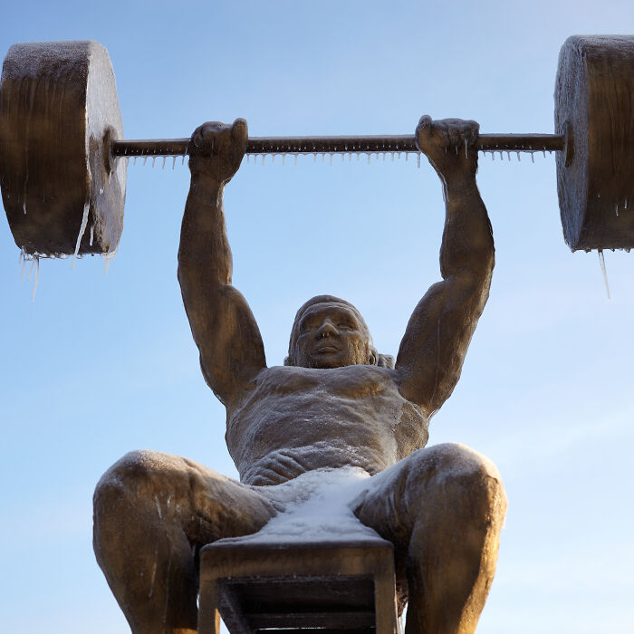 Sculptures Of Athletes Covered In Ice