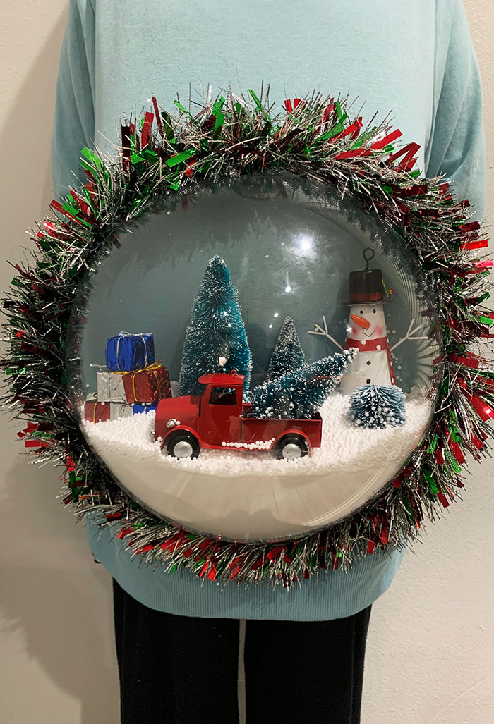 I Made My Pregnant Wife A Snow Globe Sweater For Her Company Christmas Party