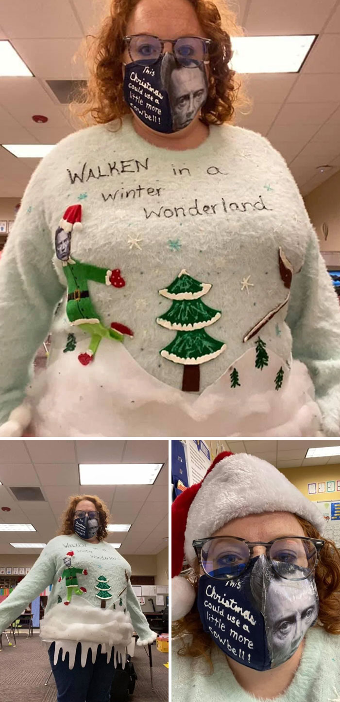 One Of My Teacher's Friends Sent Me Photos Of The Christmas Sweater She Handmade