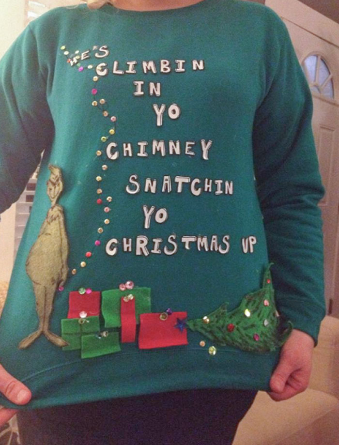 This Is My Fiancé's Christmas Sweater For The Tacky Sweater Party We're Going To Tonight