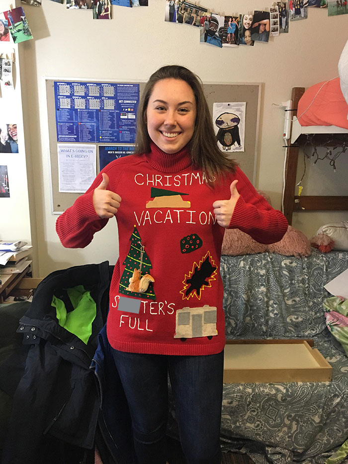 My Friends And I Made Holiday Sweaters, And This Is How Mine Turned Out. Sadly, Not Everyone Understood The Movie Reference