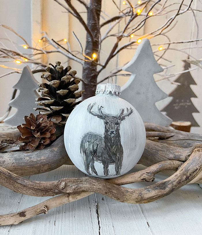 The Tree Is Now Decorated, And I Like It. This Is One Of The Balls That Get A Special Place On My Tree. I Painted The Deer Myself