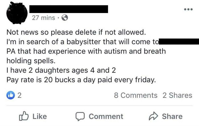 Oh, You Just Need An Experienced Babysitter With A Very Specialized Skill Set Willing To Work For $20/Day. Comin' Right Up