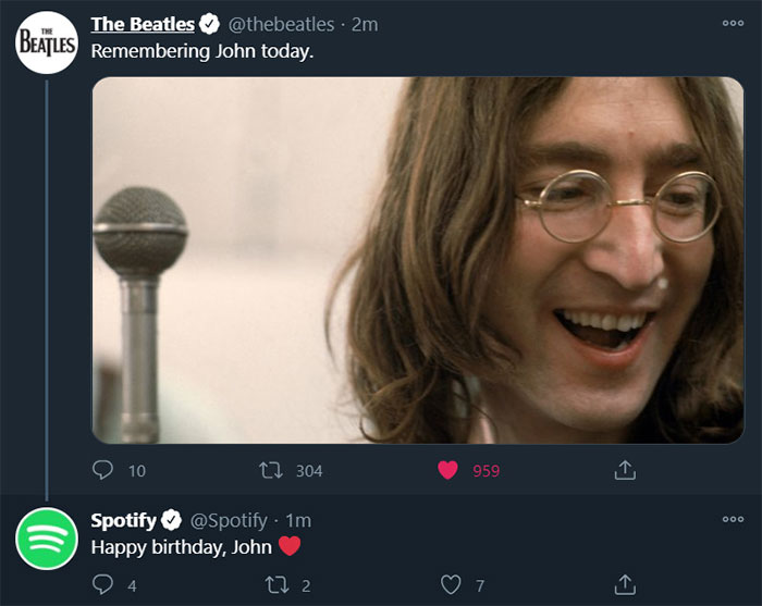 On This Day John Lennon Died, Spotify Didn't Know That