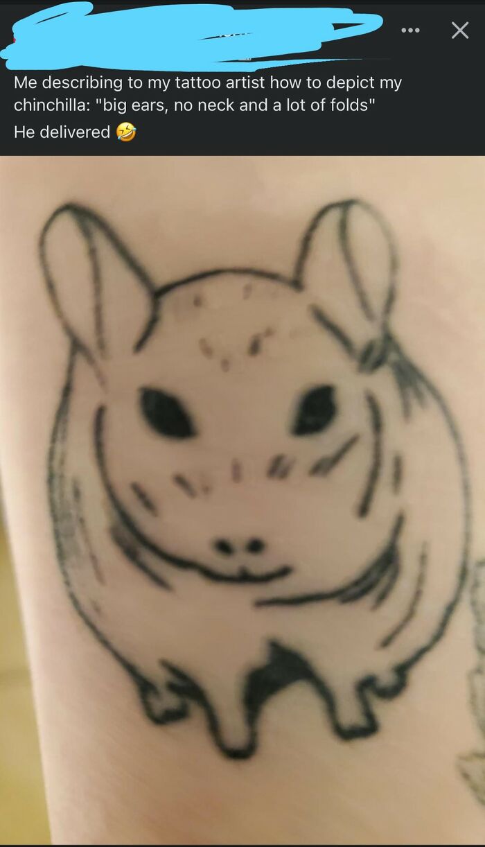 Bro Did You Not Show Him A Picture Of Your Chinchilla For This Tattoo? The Feet The Eyes Are So Threatening Bro I’m Sorry This Is A Nightmare To Me