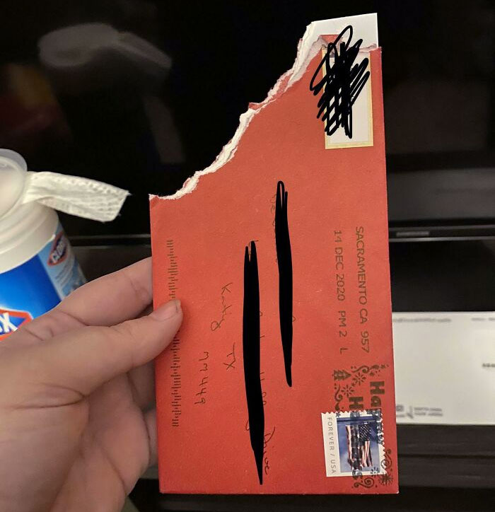 My Gram Sent A Card With $200 For Christmas. It Finally Came Today Like This