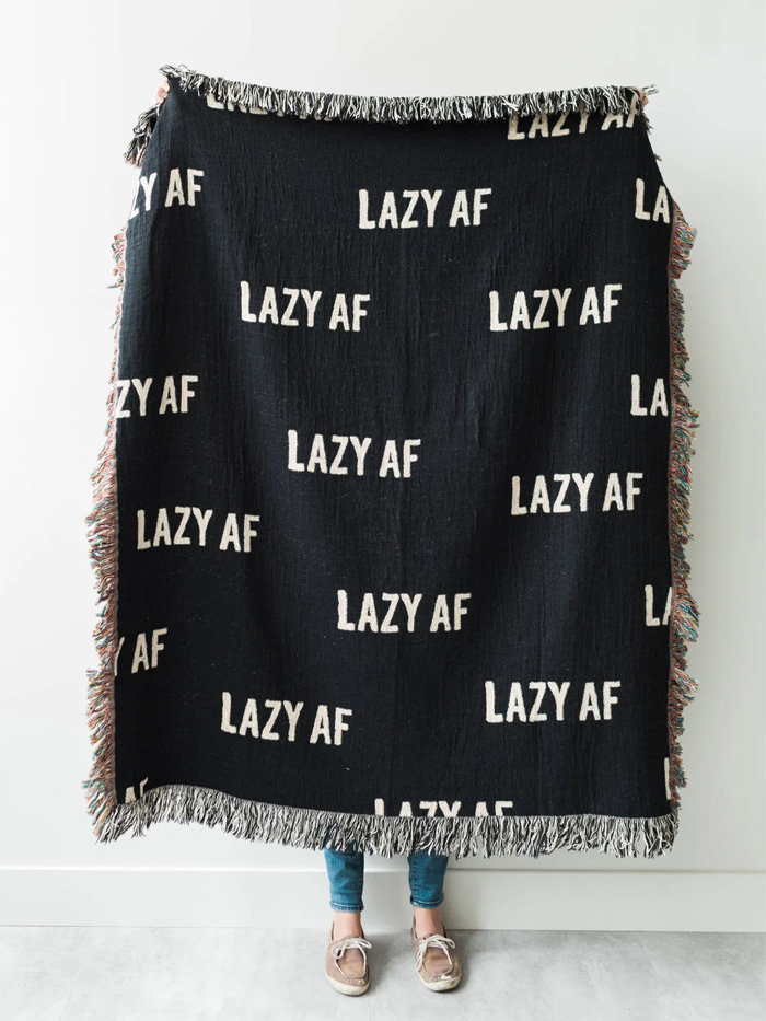 "Lazy Af" Woven Throw Blanket