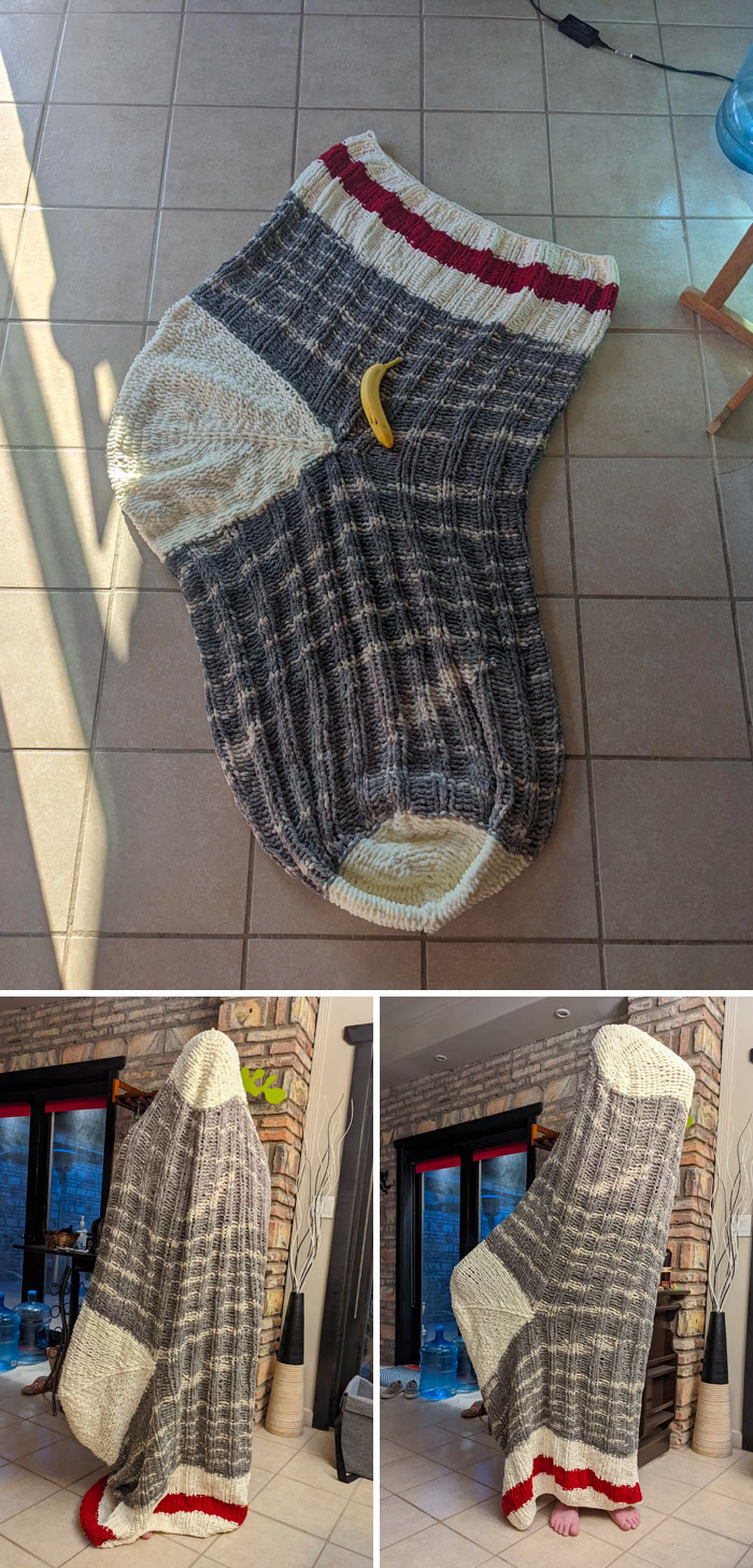 My Partner Knit Me A Giant Sock For Christmas