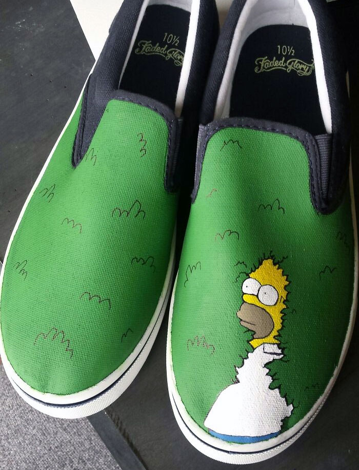 Simpsons Shoes I Painted For A Christmas Gift