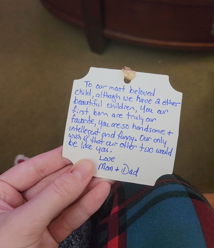 My Uncle Bought A Christmas Gift For Himself And Wrote This Tag Out Pretending It Was From My Grandparents, My Grandpa Read It Out Loud