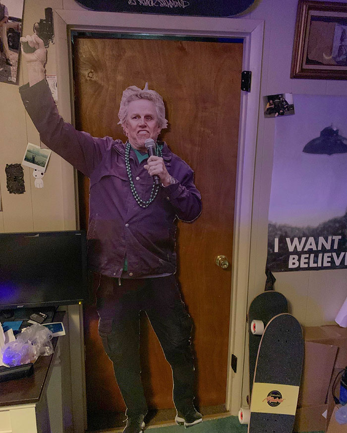 I Made A Life-Sized Gary Busey Cutout For A White Elephant Exchange, But It Was Canceled. Now I Have A Life-Sized Gary Busey Cutout