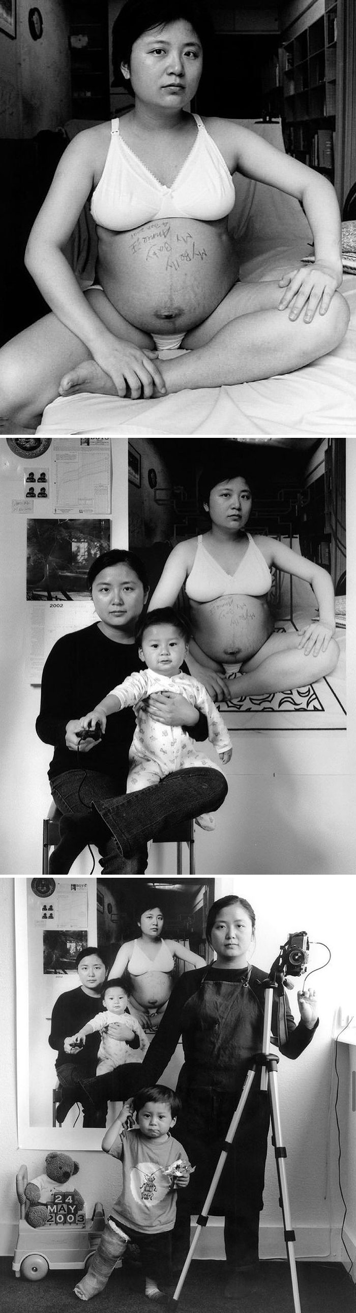 La madre como creadora por Annie Wang, que inició un proyecto de 17 años antes de que naciera su hijo, documentando el crecimiento de su hijo, Taiwán, 2001.