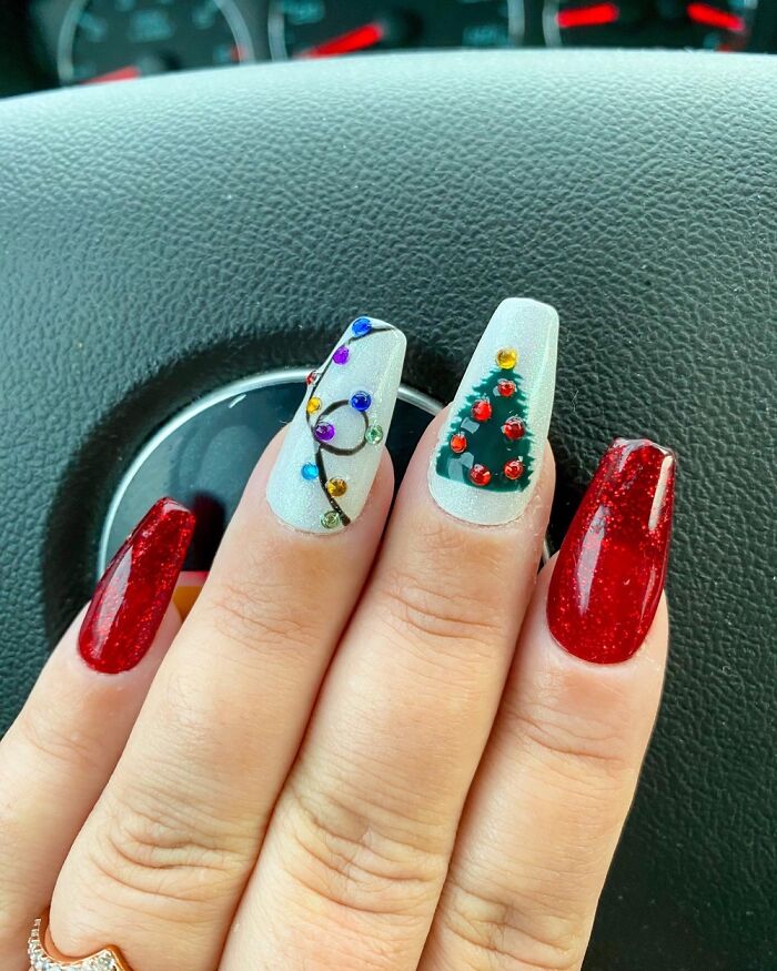 Christmas Nails I Did This Year! I Have Been Practicing Nail Art For About 6 Months